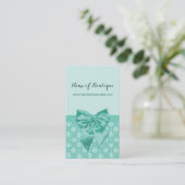 Girly Mint Green Lace Pattern Feminine Ribbon Visitenkarte (Stehend Vorderseite)