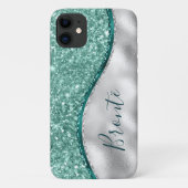 Girly Mint Green Turquoise Emerald & Silver Case-Mate iPhone Hülle (Rückseite)