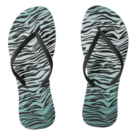 Girly Mint Ombre Black Zebra Print Badesandalen (Fußbett)