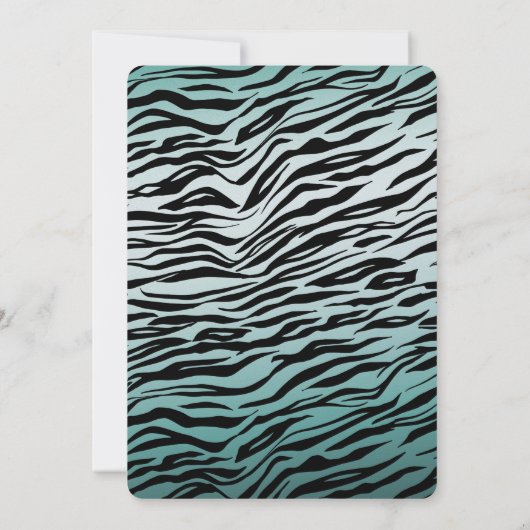 Girly Mint Ombre Black Zebra Print Einladung (Rückseite)