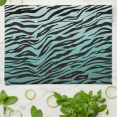 Girly Mint Ombre Black Zebra Print Geschirrtuch (Gefaltet)
