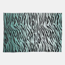 Girly Mint Ombre Black Zebra Print Geschirrtuch