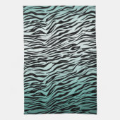 Girly Mint Ombre Black Zebra Print Geschirrtuch (Vertikal)