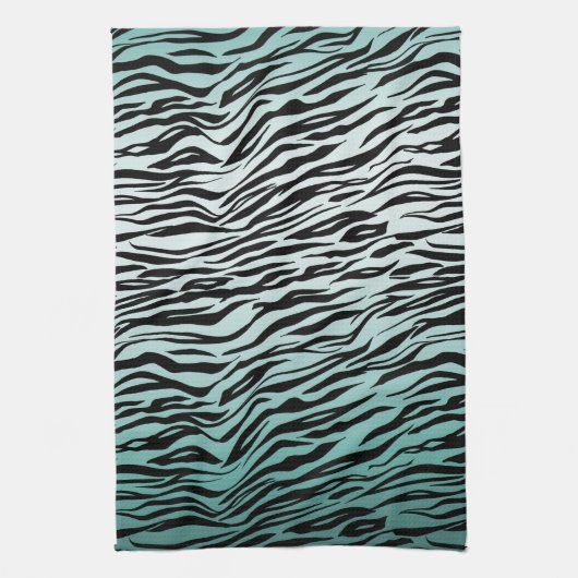 Girly Mint Ombre Black Zebra Print Geschirrtuch (Vertikal)