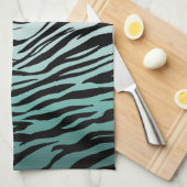 Girly Mint Ombre Black Zebra Print Geschirrtuch (Viertel Falte)