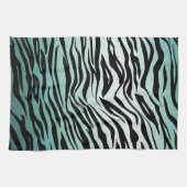 Girly Mint Ombre Black Zebra Print Geschirrtuch (Horizontal)