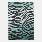 Girly Mint Ombre Black Zebra Print Geschirrtuch (Vertikal)