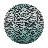 Girly Mint Ombre Black Zebra Print Schneidebrett (Vorderseite)