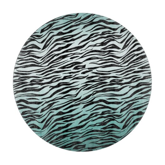 Girly Mint Ombre Black Zebra Print Schneidebrett (Vorderseite)