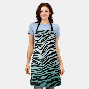 Girly Mint Ombre Black Zebra Print Schürze