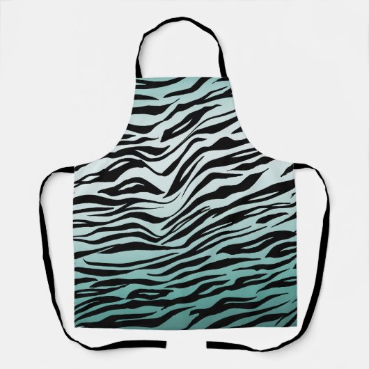 Girly Mint Ombre Black Zebra Print Schürze (Vorderseite)
