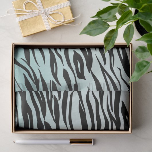 Girly Mint Ombre Black Zebra Print Seidenpapier (Geschenk)