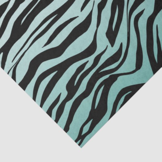 Girly Mint Ombre Black Zebra Print Seidenpapier (Ausschnitt)