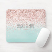 Girly Mint Ombre Glam Pink Glitzer Mousepad (Mit Mouse)