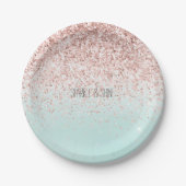 Girly Mint Ombre Glam Pink Glitzer Pappteller (Vorderseite)
