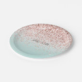 Girly Mint Ombre Glam Pink Glitzer Pappteller (Schrägansicht)