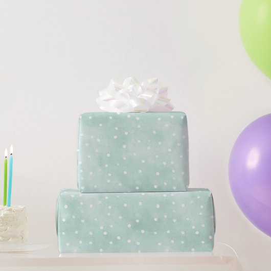 Girly Mint Weiße Punkte Geburtstag Geschenkpapier (Partygeschenke)