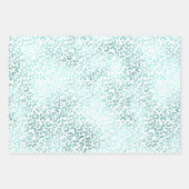 Girly Mint White Glam Ombre Leopard Print Geschenkpapier Set (Vorderseite)