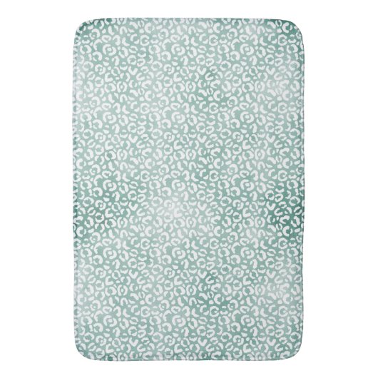 Girly Mint White Leopard Print Badematte (Vorderseite Vertikal)