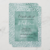 Girly Mint White Leopard Print Einladung (Vorne/Hinten)