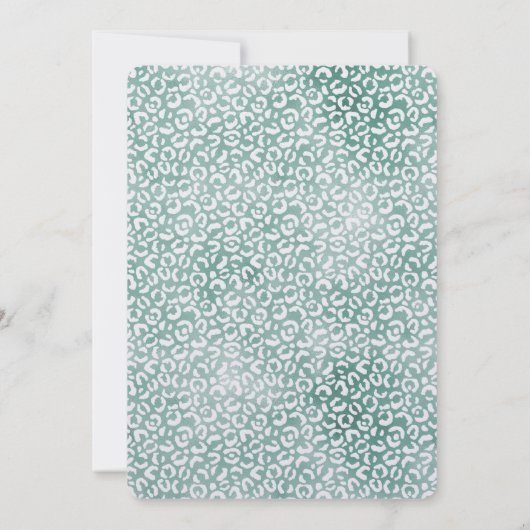 Girly Mint White Leopard Print Einladung (Rückseite)
