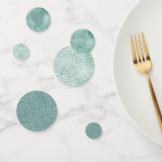 Girly Mint White Leopard Print Konfetti (Gruppe)