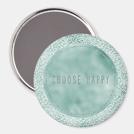 Girly Mint White Leopard Print Magnet (Vorderseite/Rückseite)