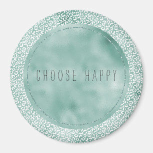 Girly Mint White Leopard Print Magnet