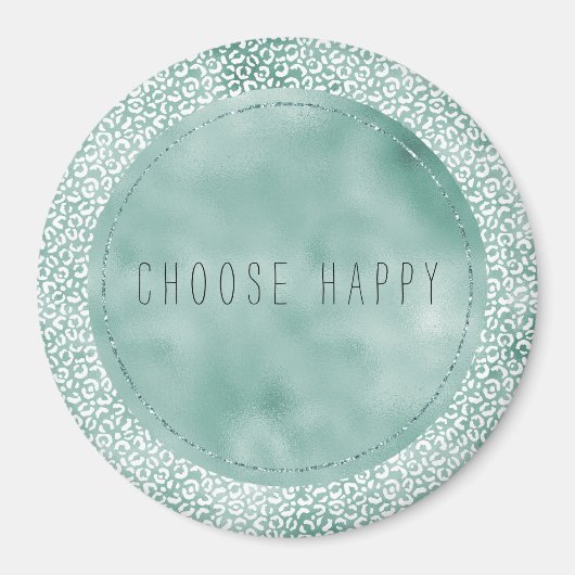 Girly Mint White Leopard Print Magnet (Vorne)