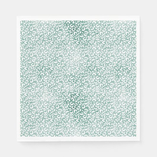 Girly Mint White Leopard Print Serviette (Vorderseite)