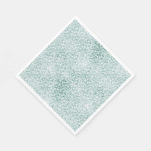 Girly Mint White Leopard Print Serviette (Ecke)