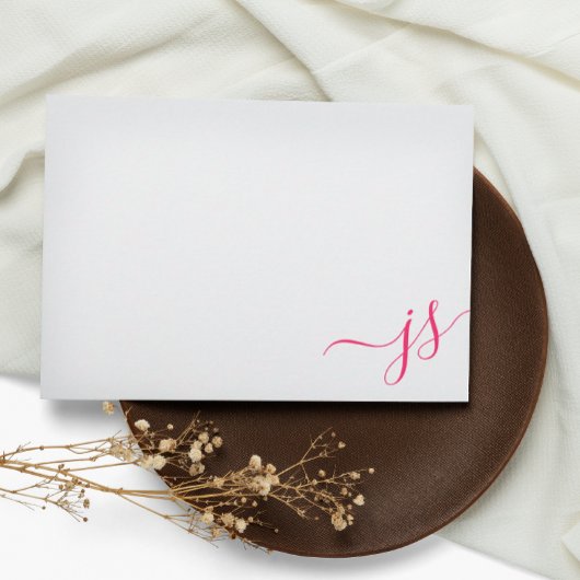 Girly Mit Monogramm Calligraphy Bright Pink Mitteilungskarte