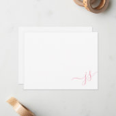 Girly Mit Monogramm Calligraphy Pink Mitteilungskarte (Vorderseite/Rückseite Beispiel)