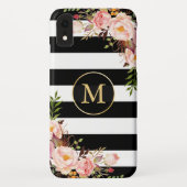 Girly mit Monogramm GoldSchwarz-weiße mit Case-Mate iPhone Hülle (Rückseite)
