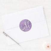 Girly Mit Monogramm Imitats Amethyst Glitzer Runder Aufkleber (Umschlag)