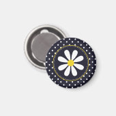 Girly Mod Daisies und Polka Dots Magnet (Vorderseite/Rückseite)