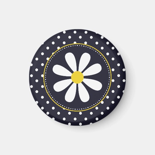 Girly Mod Daisies und Polka Dots Magnet (Vorne)
