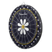 Girly Mod Daisies und Polka Punkte mit Namen Dartscheibe (Vorderseite rechts)