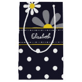 Girly Mod Daisies und Polka Punkte mit Namen Kleine Geschenktüte (Vorderseite)