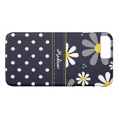 Girly Mod-Gänseblümchen und Polka-Punkte mit Namen Case-Mate iPhone Hülle (Rückseite (Horizontal))