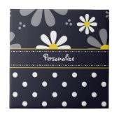 Girly Mod-Gänseblümchen und Polka-Punkte mit Namen Fliese (Vorderseite)