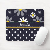 Girly Mod-Gänseblümchen und Polka-Punkte mit Namen Mousepad (Mit Mouse)