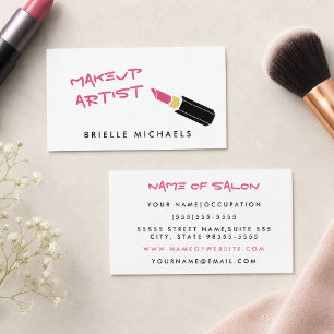 Girly Mod Pink Lipstick Makeup Artist Visitenkarte
