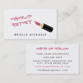 Girly Mod Pink Lipstick Makeup Artist Visitenkarte (Vorne/Hinten)