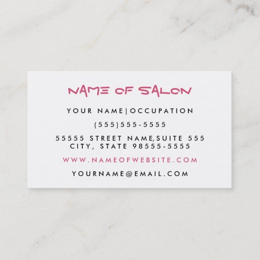 Girly Mod Pink Lipstick Makeup Artist Visitenkarte (Rückseite)