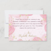Girly Modern Abstrakt Pink Ink Imitate Gold Glitze Dankeskarte (Rückseite)