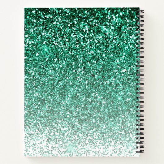 Girly Modern Aquamarin Green Glitzer Sparkle Monog Notizblock (Rückseite)