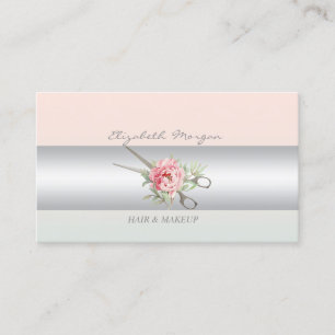 Girly Modern Beruflich Charming, Blume, Schere Visitenkarte