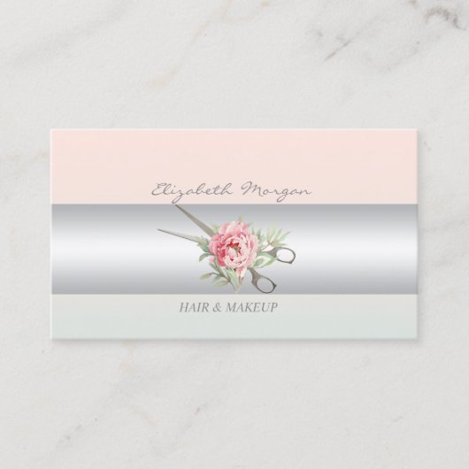 Girly Modern Beruflich Charming, Blume, Schere Visitenkarte (Vorderseite)