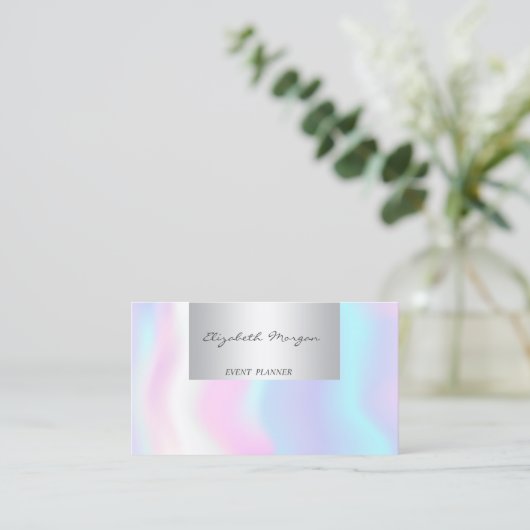 Girly Modern Beruflich Charming Holographic Visitenkarte (Stehend Vorderseite)